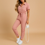 Women’s chic tailored jumpsuit with slim fit and button closure, perfect for work, social occasions, or stylish evenings out.