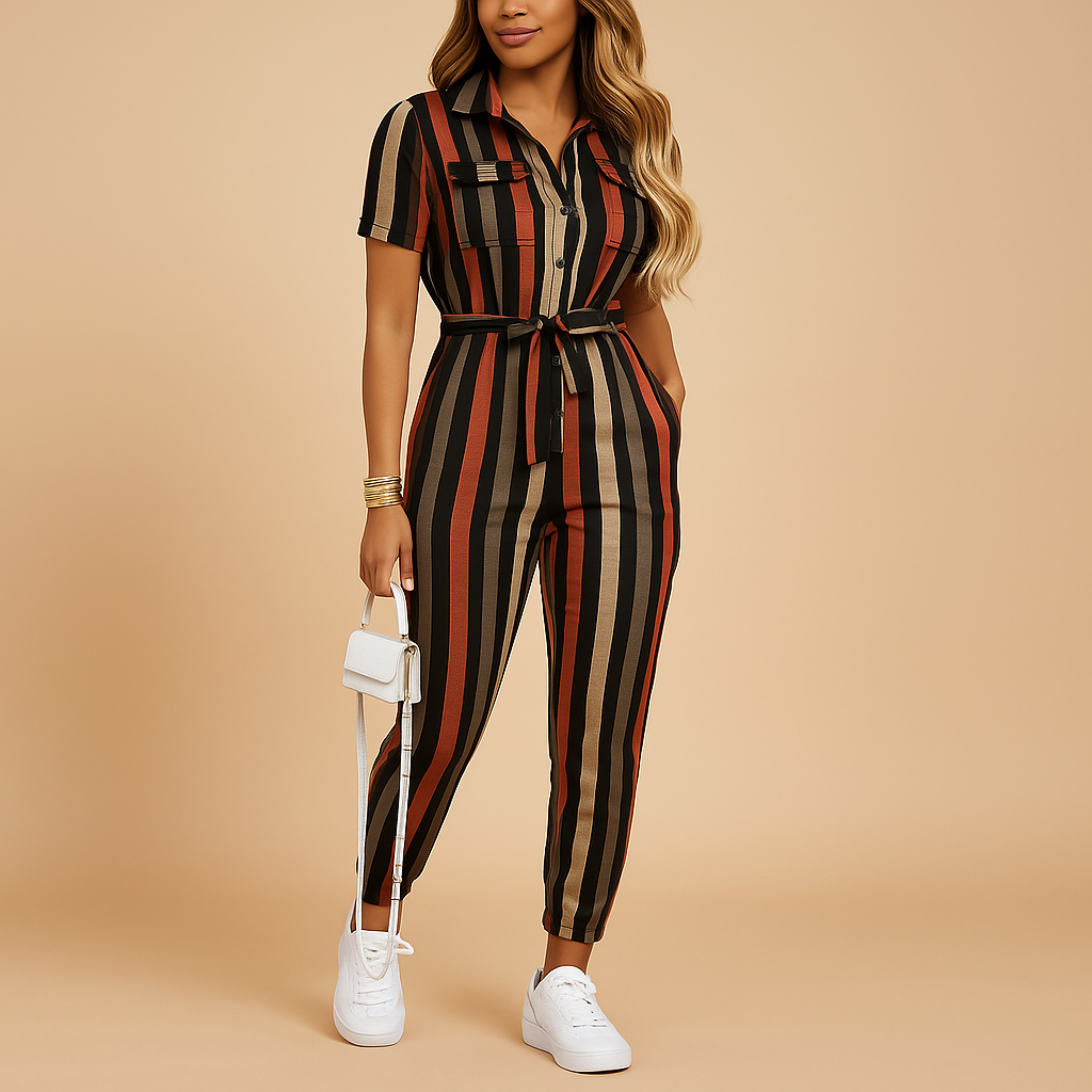 Women’s chic tailored jumpsuit with slim fit and button closure, perfect for work, social occasions, or stylish evenings out.