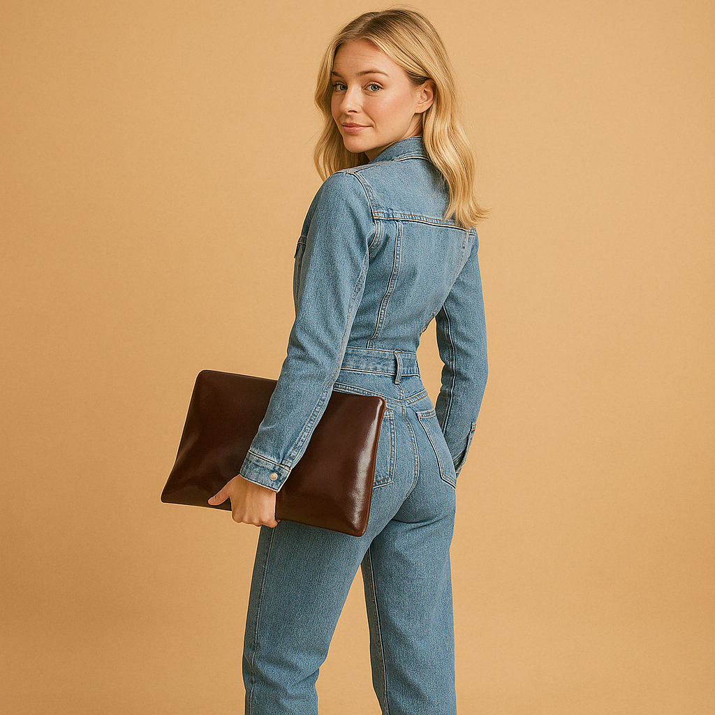 Women’s denim jumpsuit with straight leg fit and long sleeves, perfect for casual outings, daily wear, and stylish all-season looks.