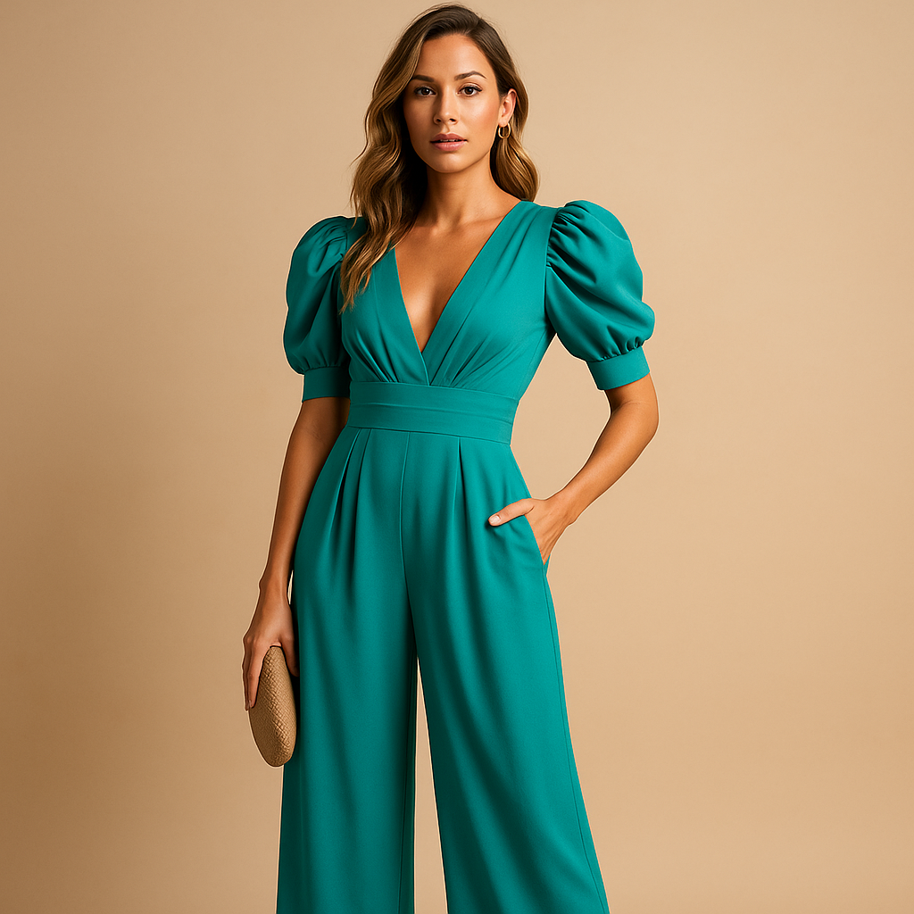 Women’s elegant long jumpsuit with tailored fit and flowing silhouette, perfect for galas, dinners, and formal occasions.