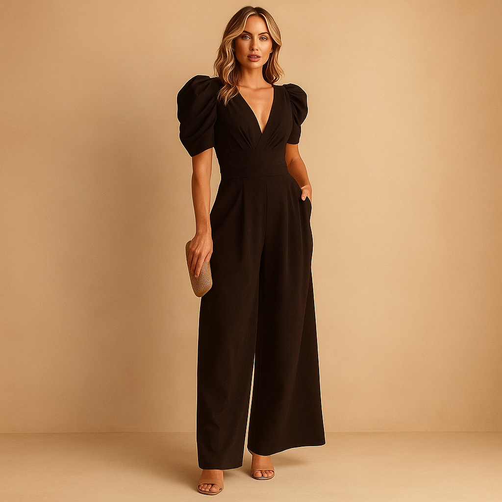 Women’s elegant long jumpsuit with tailored fit and flowing silhouette, perfect for galas, dinners, and formal occasions.