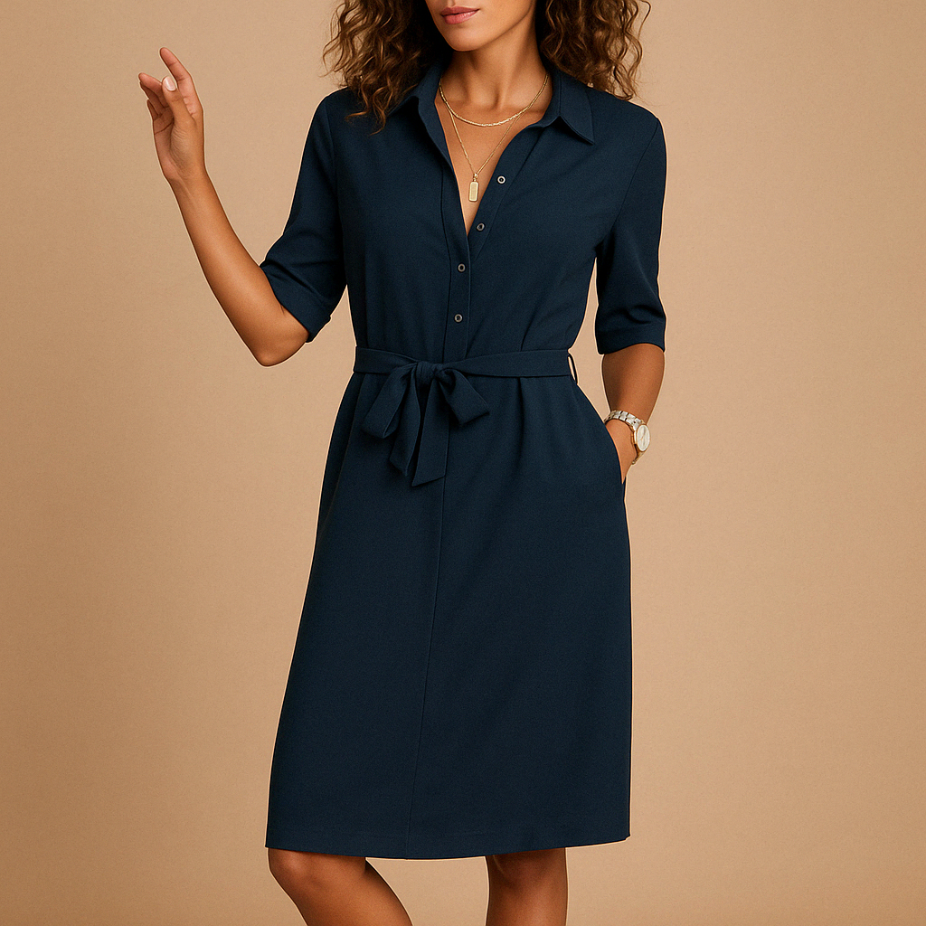Elegant modern dress for women with a flattering fit and timeless design, perfect for office wear, casual outings, or evening occasions.a