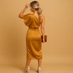 Elegant slim fit dress for women with a timeless minimalist design, available in classic colors. Ideal for work, evening wear, and formal events.