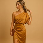 Elegant slim fit dress for women with a timeless minimalist design, available in classic colors. Ideal for work, evening wear, and formal events.