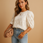 Women’s floral blouse top with chic pattern and flattering fit, perfect for casual days or formal occasions.