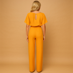 Women’s high waist jumpsuit with lace detail and flattering fit, perfect for work, evenings out, and elegant casual occasions.