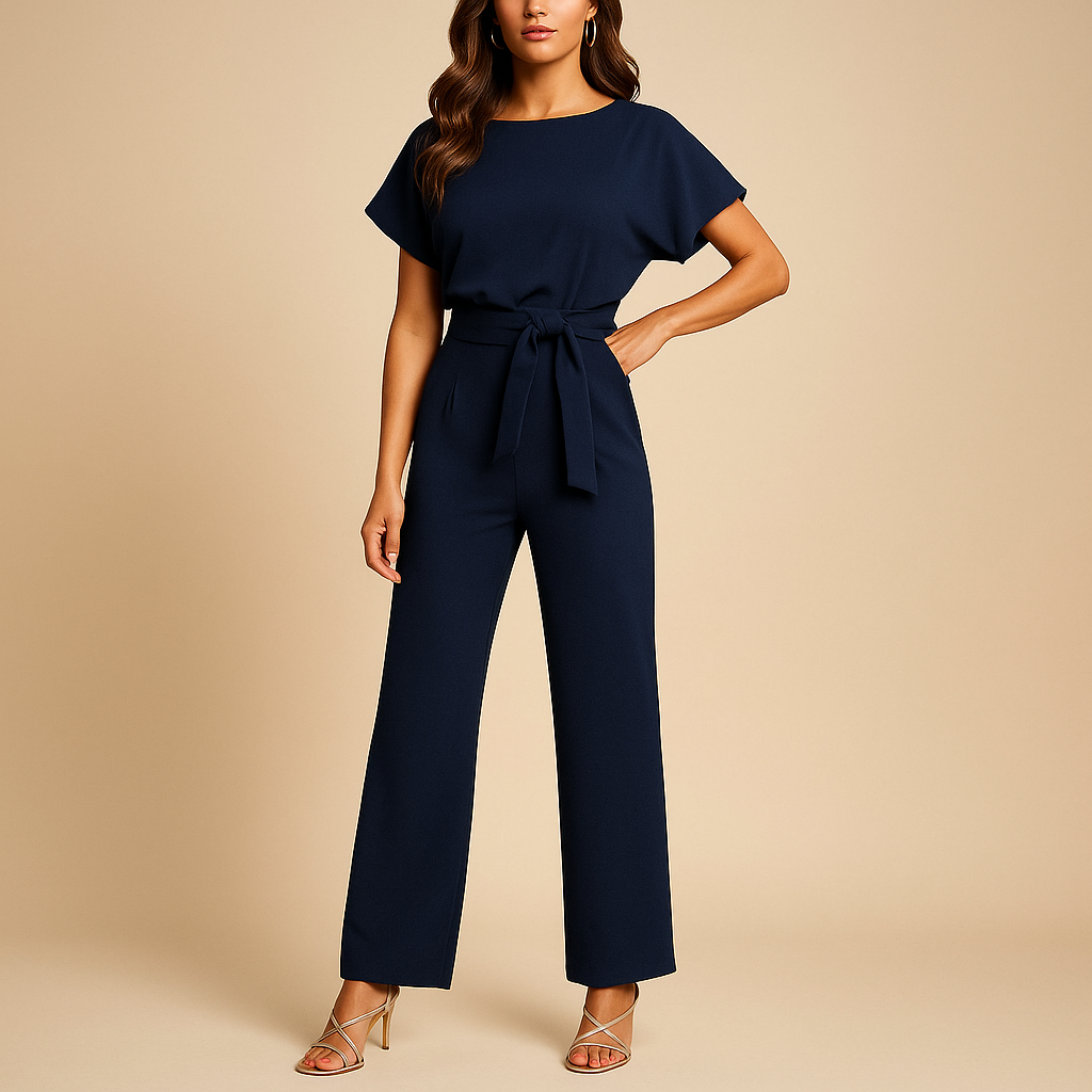 Women’s high waist jumpsuit with lace detail and flattering fit, perfect for work, evenings out, and elegant casual occasions.