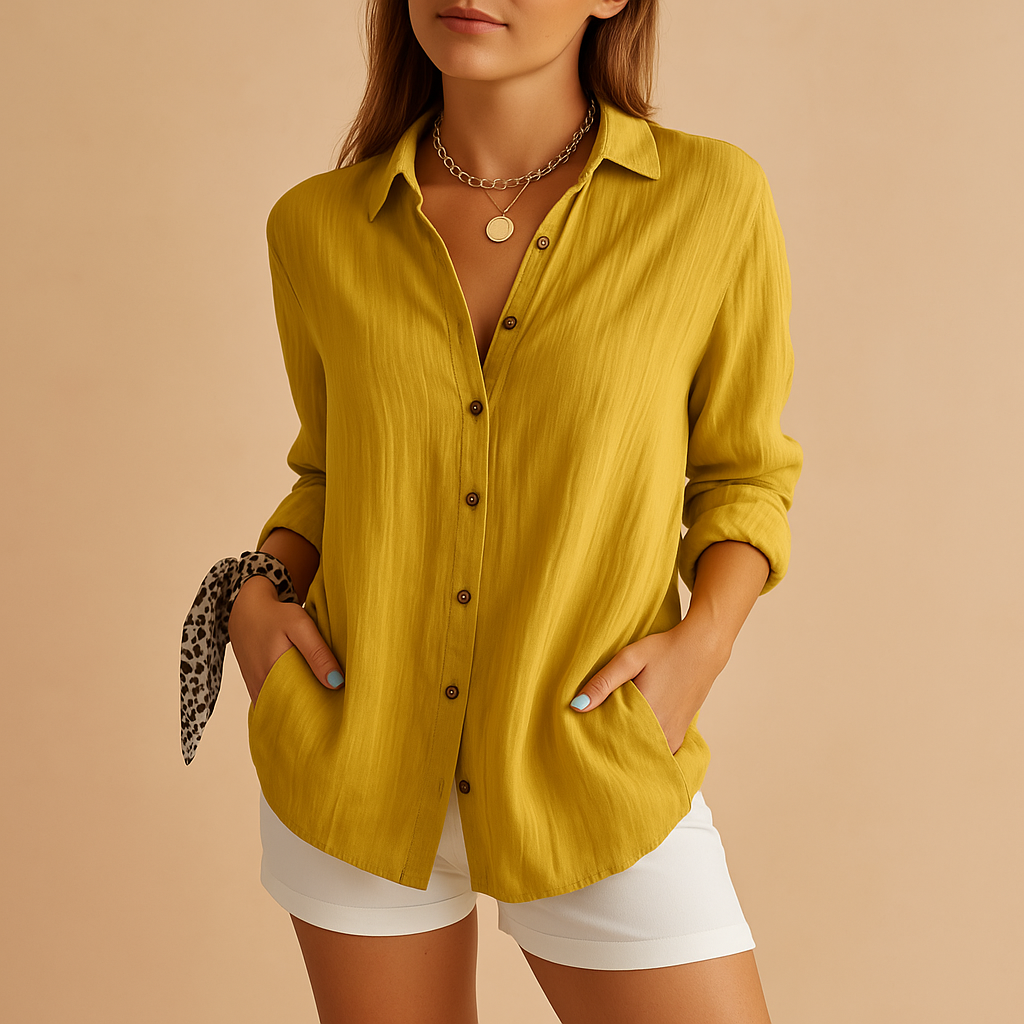 Women’s lightweight elegant blouse with breathable design and comfortable fit, perfect for workdays, casual wear, or evening outings.