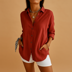 Women’s lightweight elegant blouse with breathable design and comfortable fit, perfect for workdays, casual wear, or evening outings.