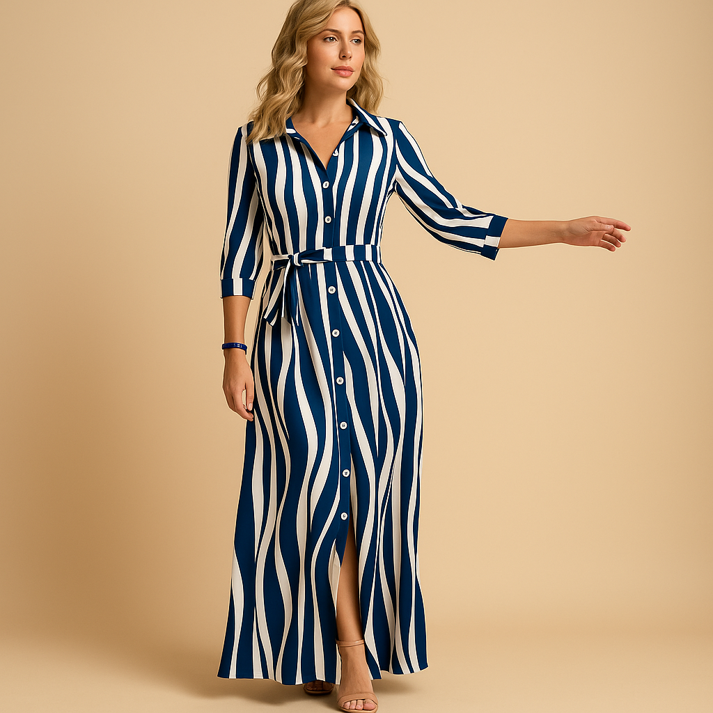 Long summer dress for women with short sleeves and breathable fabric, available in multiple colors. Ideal for warm days, beachwear, and evening walks.