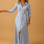Long summer dress for women with short sleeves and breathable fabric, available in multiple colors. Ideal for warm days, beachwear, and evening walks.