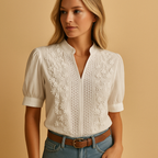 Women’s white blouse with classic collar and button-down design, perfect for work, casual outings, and stylish evening looks.
